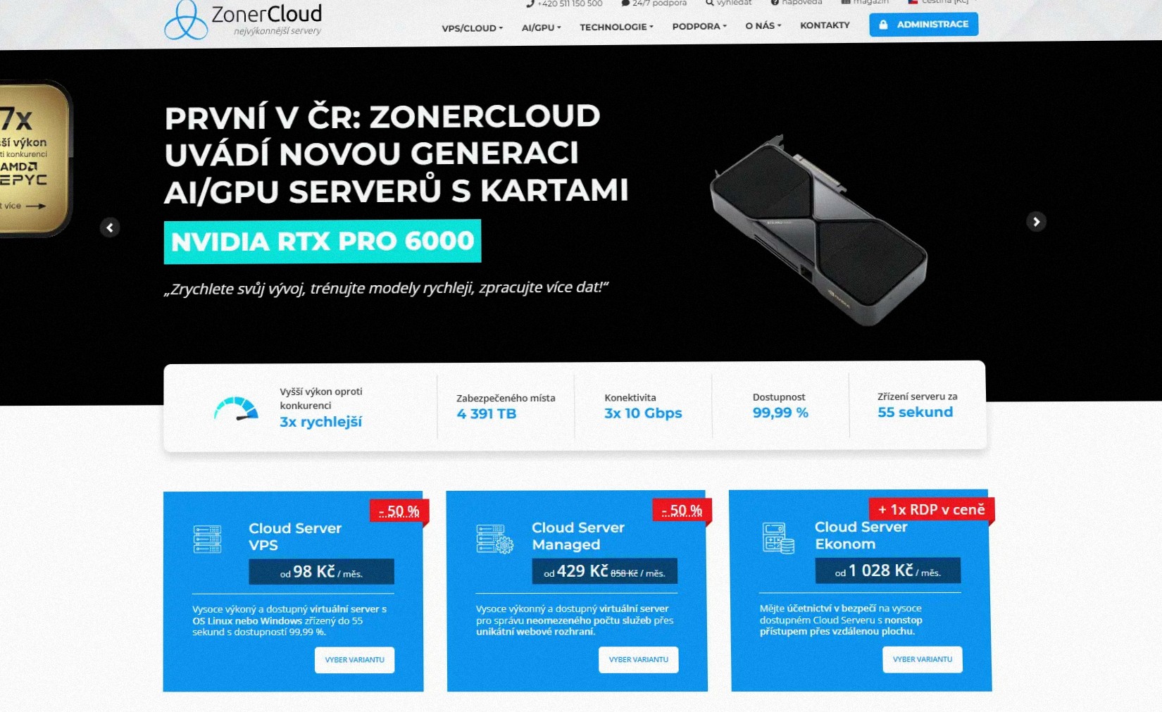 ZonerCloud.cz – náhled webu